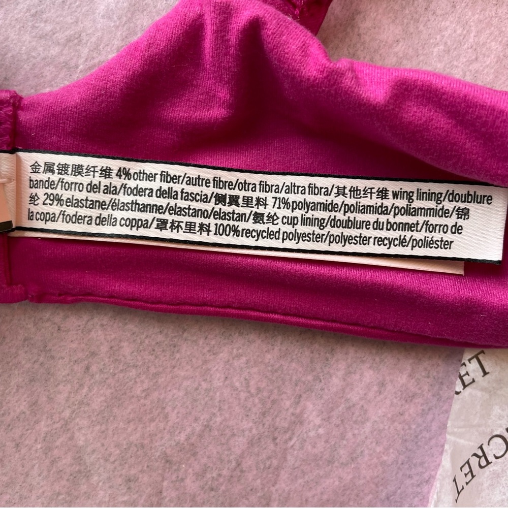 Victoria's Secret Body by Victoria Lined Perfect Coverage Bra Fuchsia Size 36D - Picture 11 of 12